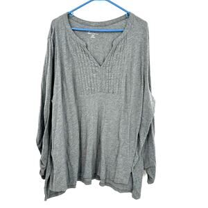 Lane Bryant Size 26/28 Shirt Gray Long Sleeve‎ Basic Casual Everyday V Neck